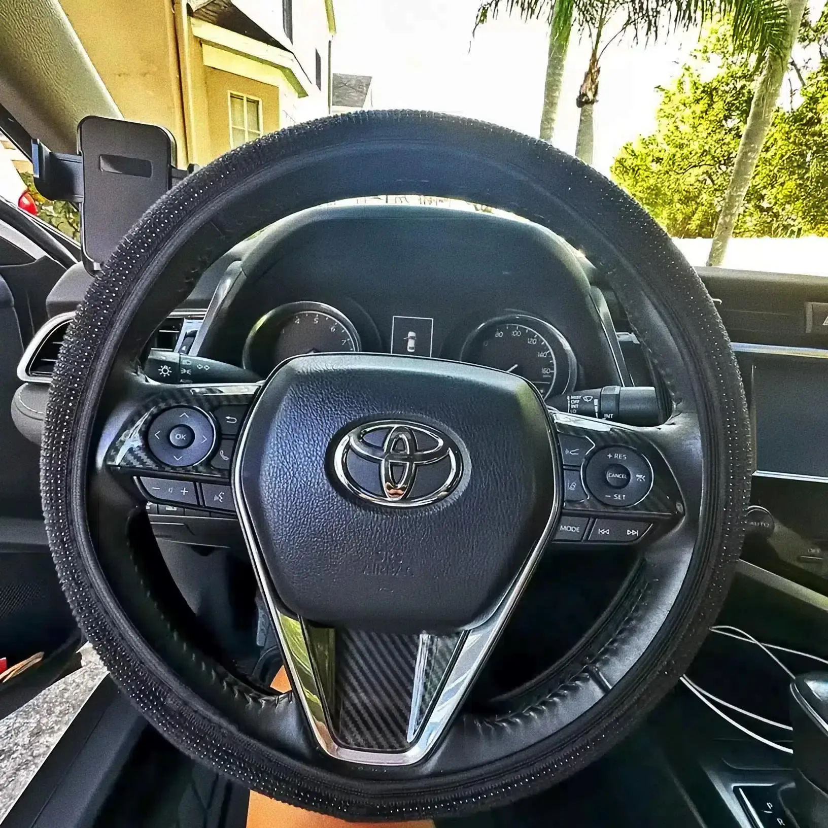 Rhinestone Decor Car Steering Wheel Cover, 1 Count Sparkling Steering Wheel Protector for Women, Car Interior Decoration Accessories