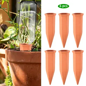 6Pcs Terracotta Self‑Watering Plant Spikes, Automatic Slow‑Release Watering Stakes for Indoor Outdoor Potted Plants, Vacation Plant Watering Device