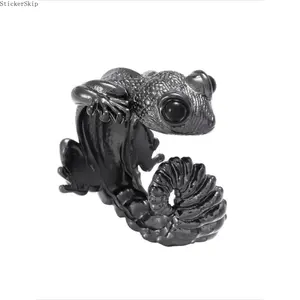 2026 Vintage Lizard Gecko Ring – 3D Animal Adjustable Open Ring for Women & Men, Punk Gothic Statement Jewelry, Cute Reptile Design Ring for Daily Wear, Party, Halloween & Gift