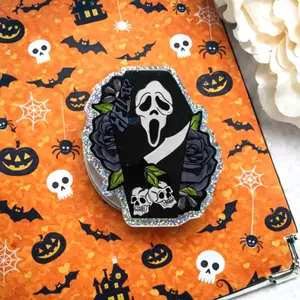 Ghostface Coffin MagSafe Phone Grip: Spooky Horror Movie Magnetic Phone Holder, Gothic Aesthetic Gift for Halloween, Phone or Kindle Popgrip