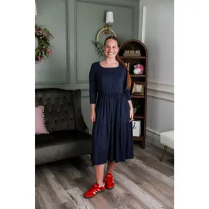 Modest Nova Midi Dress in Navy
