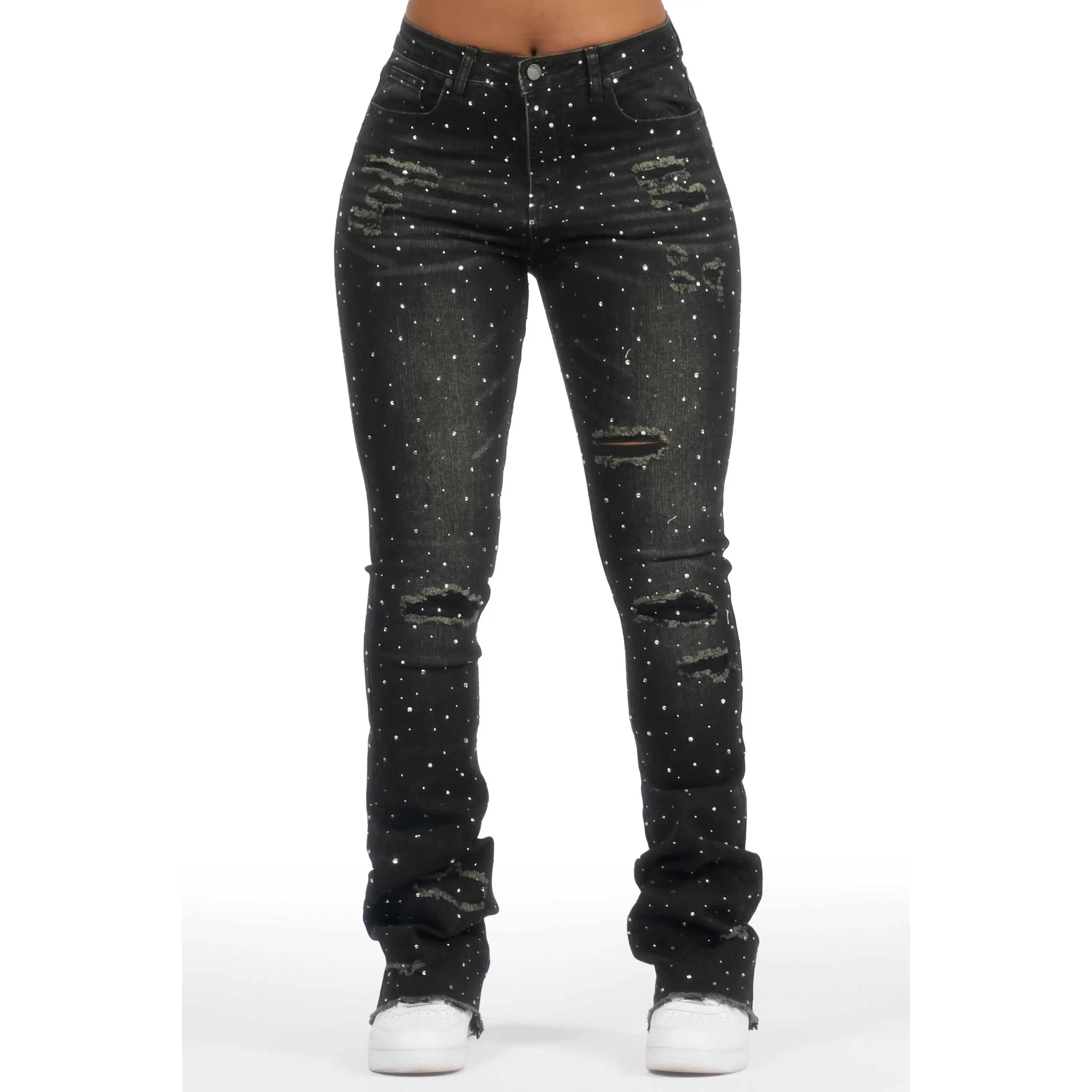 Kelle Black Rhinestone Stacked Jean Kelle Black Rhinestone Stacked Jean