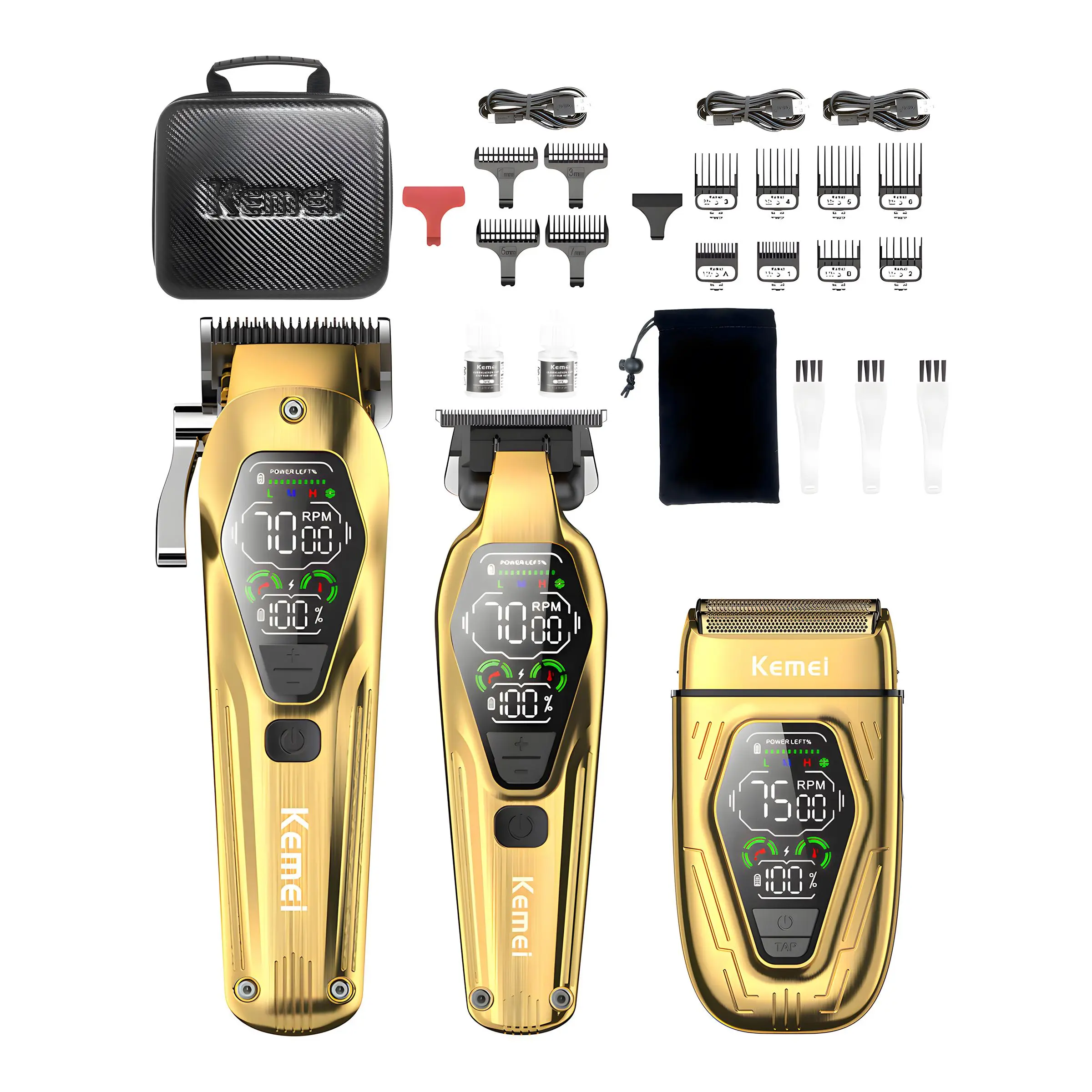 Professional Hair Clipper & Shaver & Accessories Set, 1 Box Rechargeable Hair Trimmer Kit, Haircut Trimmer Kit, Hair Cutting Kit for Men, Great for Stylists Barber Salon Home Use