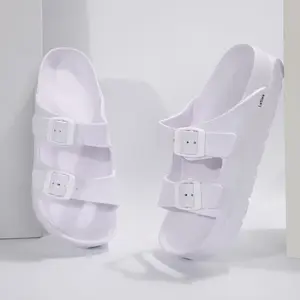 Womens Adjustable Double Buckle Sandals EVA Flat Shoes Fashion Waterproof Beach Slide Comfortable