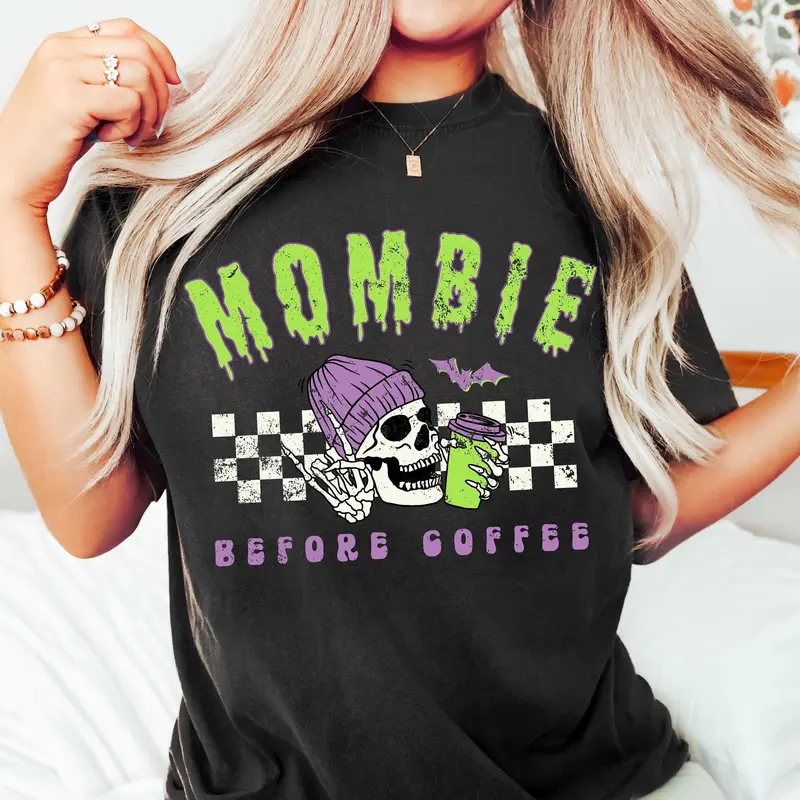 Women's Plus Size Cotton Momster Graphic Sweatshirt - Seamless Fabric, Round Neck, Pastel Spooky Mama Halloween Crew Top