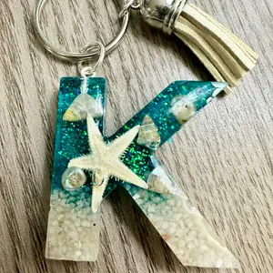 Beach Theme Initial Keychain - Perfect for Beach Lovers