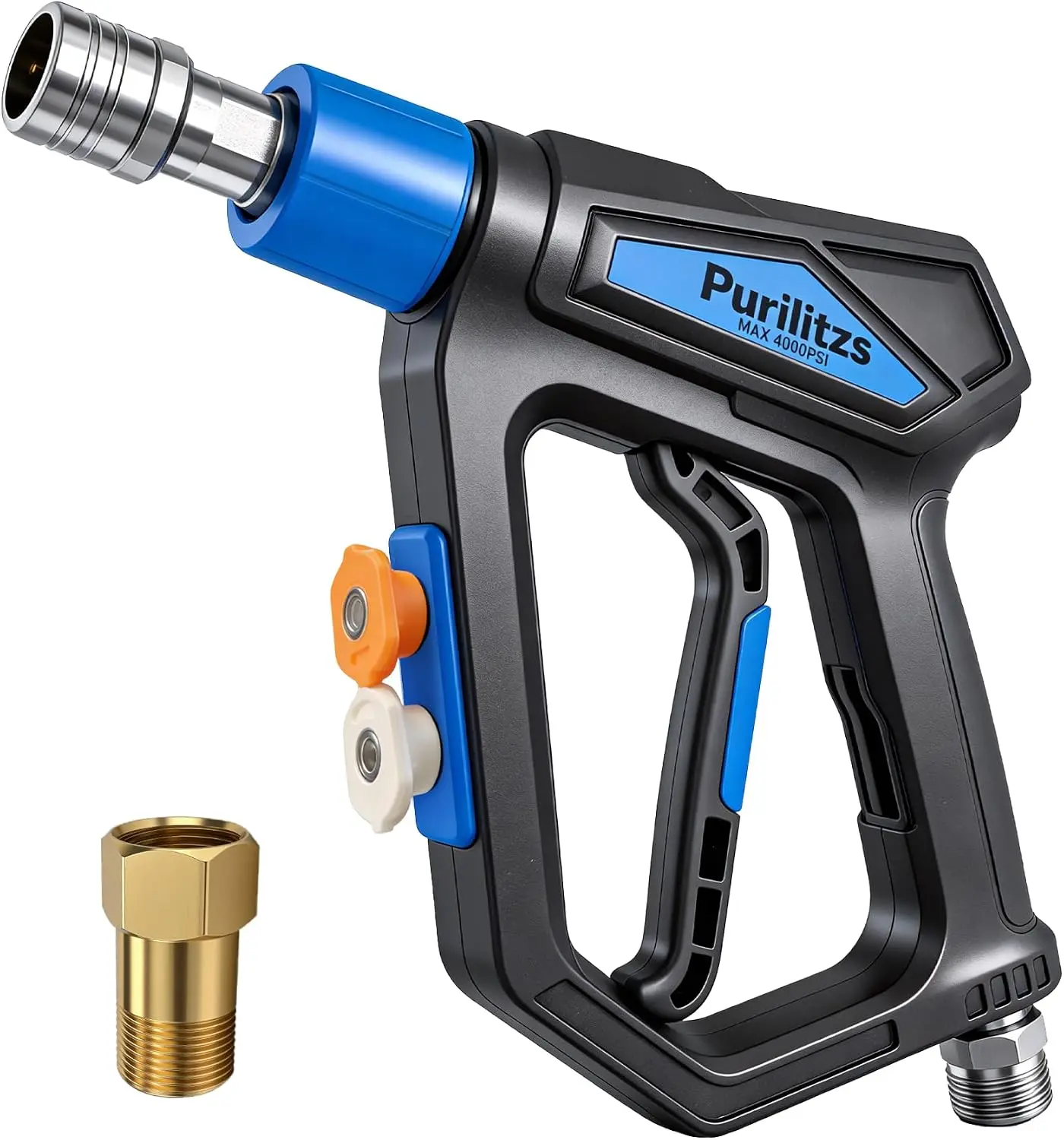 Pressure Washer Gun 4000PSI M22 Inlet, Replacement Power Washing Gun | Purilitzs Stubby Pressure Washer Gun M22 14/15mm Coupler, 1/4’’ Quick Connector for Foam Cannon Homework Cleaning & Car Wash
