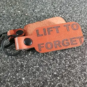 Lift to Forget Leather Keychain with Durable Metal Ring and Secure Snap Closure for Gym Enthusiasts