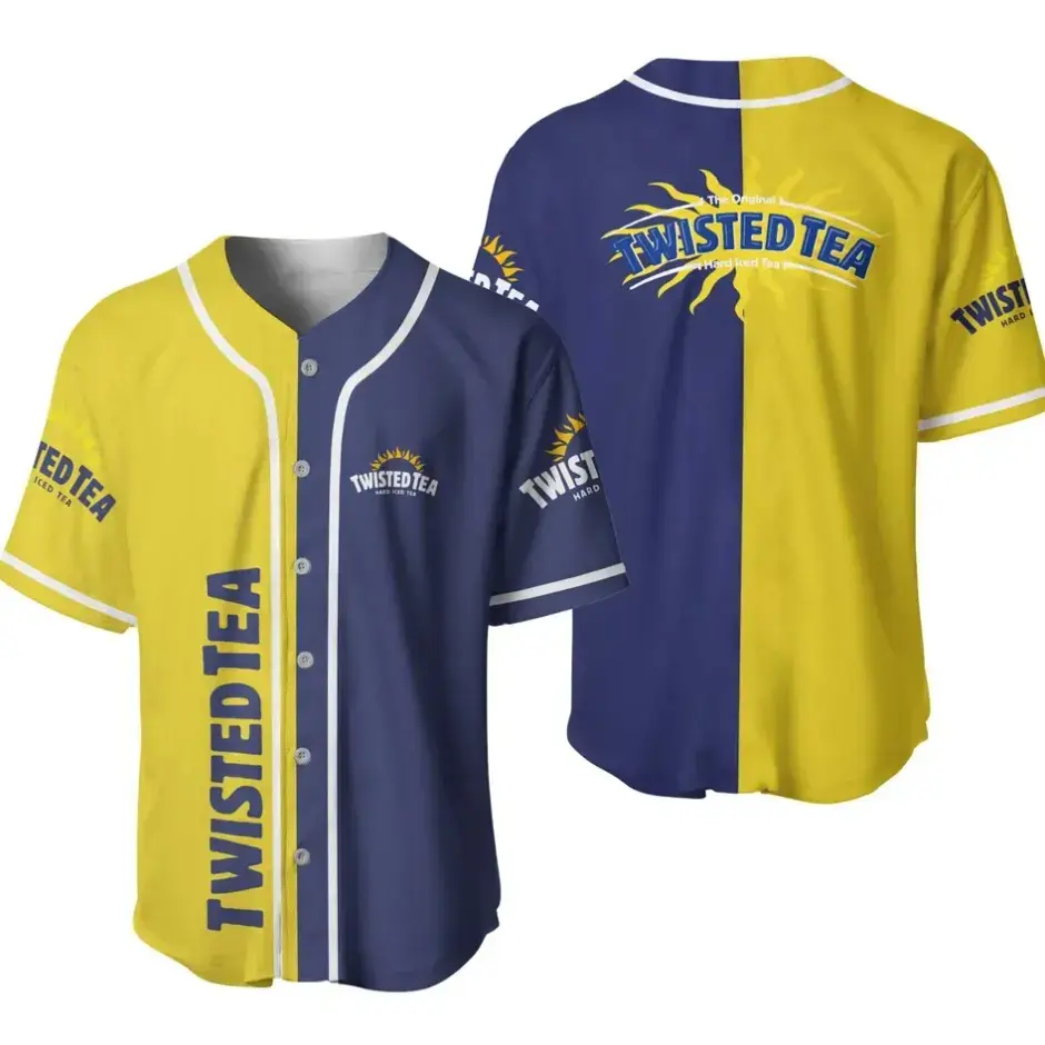 Twisted Tea Baseball Jersey Unisex Button Down Graphic Shirt Beer Party Streetwear