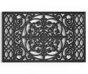 Silicone Rubber Doormat Outdoor, Heavy Duty Door Mat Outside Entrance with Drainage, Vinyl Floor Safe, Odorless, Weatherproof Rug for Patio, Porch, Deck(Black Flower, 30 * 18")