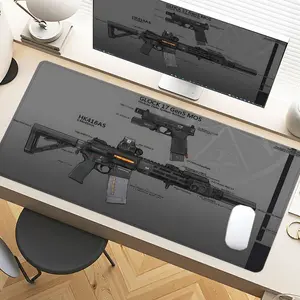 Desk Pad, Computer Desk Mat, HK416A5 GLOCK 17 Gaming Mousepad XXL Mouse Pad With Non-Slip Rubber Base Stitched Edges Surface For PC Gamers Office Workers & Home Use Birthday Gift Idea Computer Desk Pad