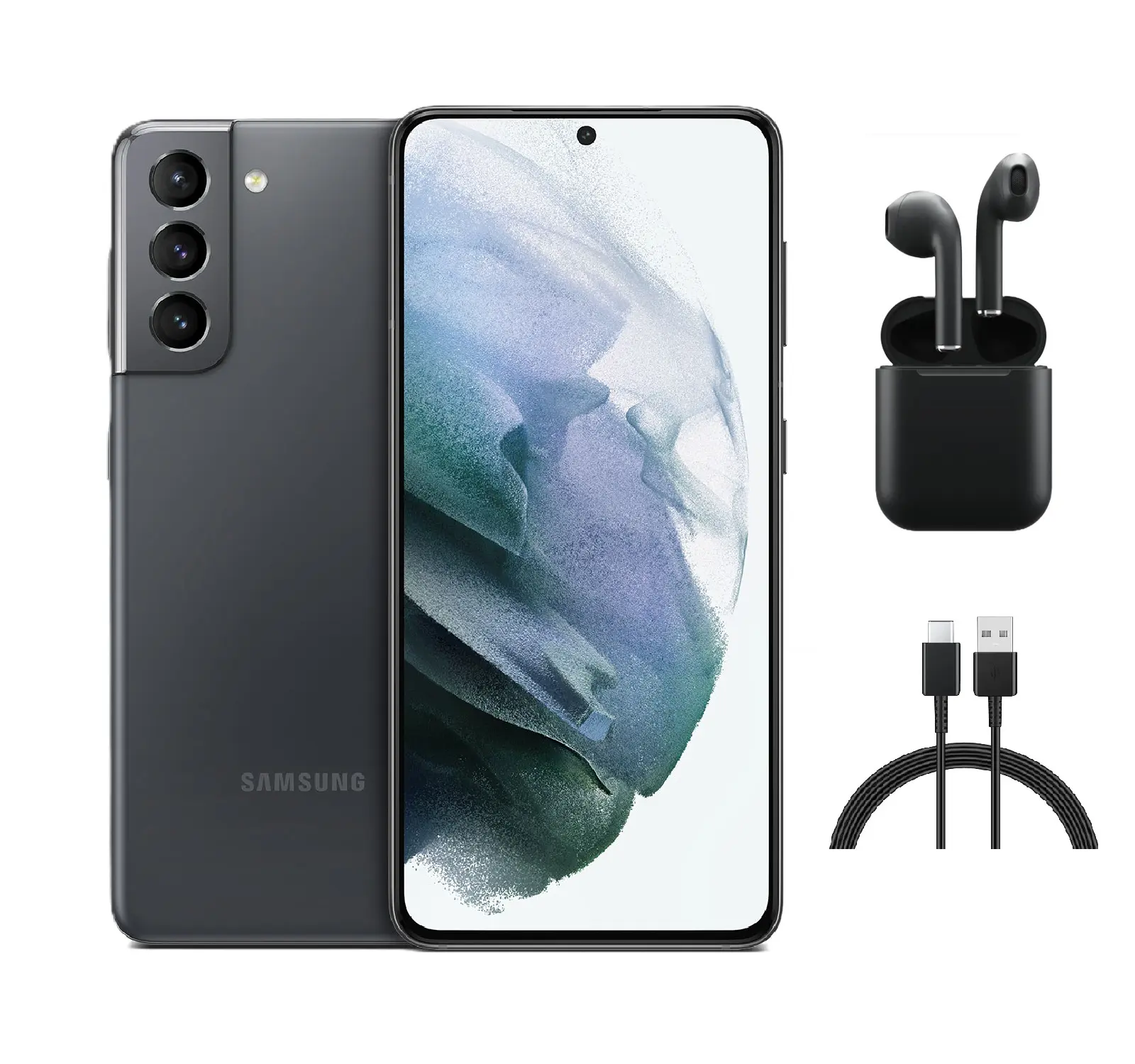 Refurbished Samsung Galaxy S21 5G G991U (Fully Unlocked)-Acceptable Condition with Wireless Earbuds & 1 Year Warranty