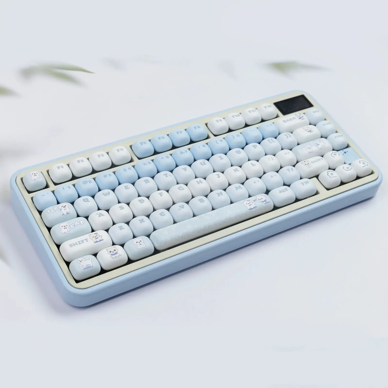 141 Key Blue Cat Theme Pbt Keycaps, Dye Sublimation Process, Mog Profile, Compatible with Mx Axes, for 61/64/68/87/96/104/108 Keyboards, Keyboard Round Caps