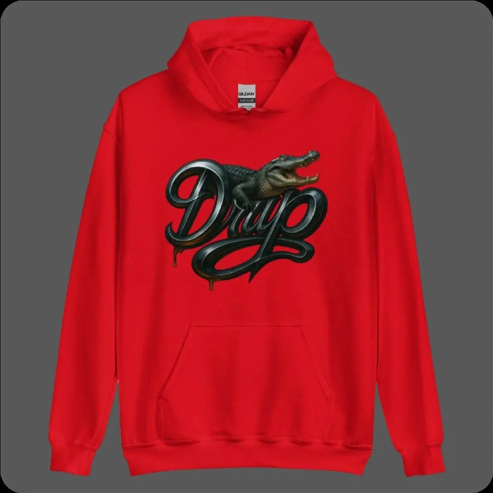 Gator Drip Hoodie - Red Sweatshirt with Bold Alligator Graphic Design