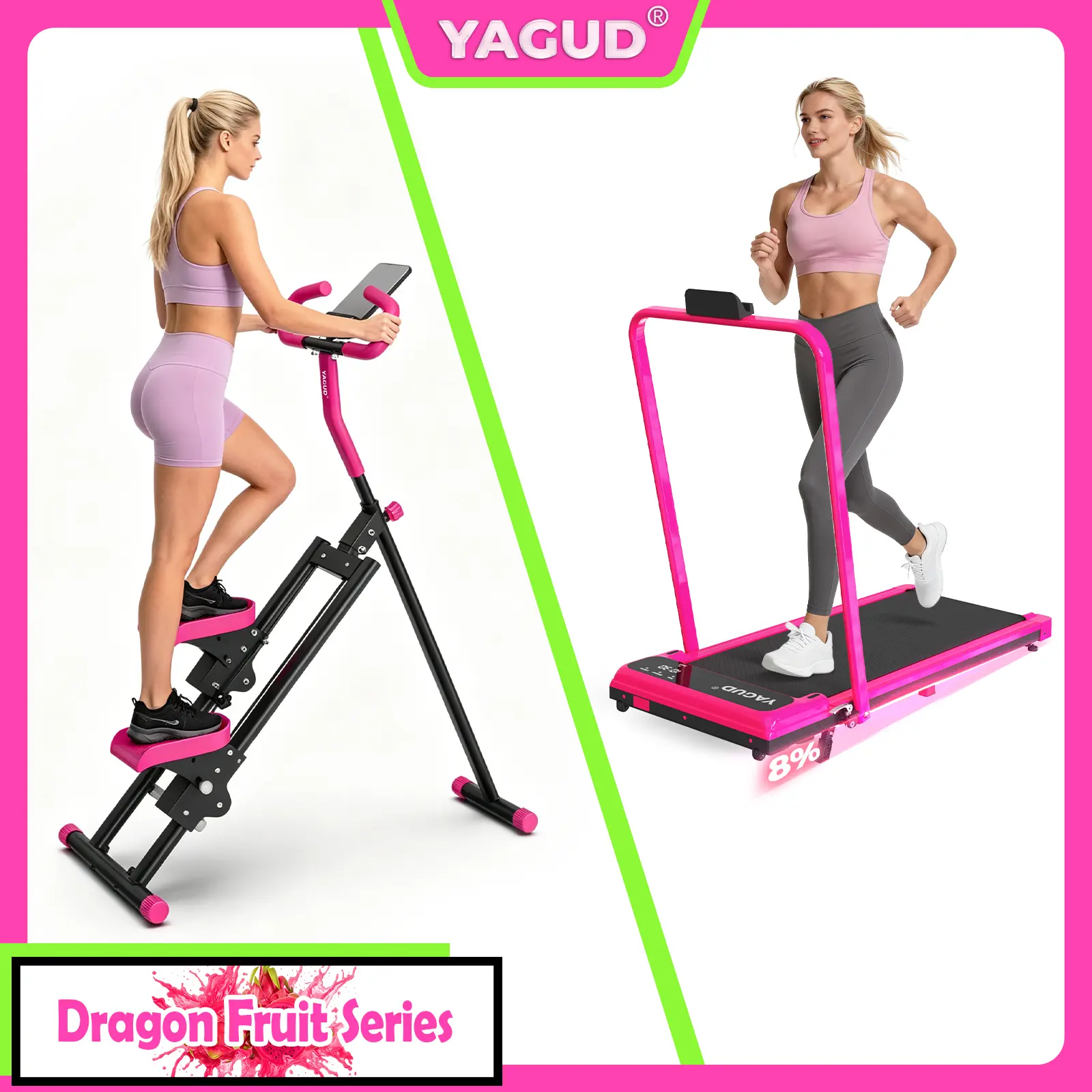 【Dragon Fruit Series】YAGUD Walking Pad & Stair Stepper, Home Gym Set for Full Body Workout 【Dragon Fruit Series】YAGUD Walking Pad & Stair Stepper, Home Gym Set for Full Body Workout