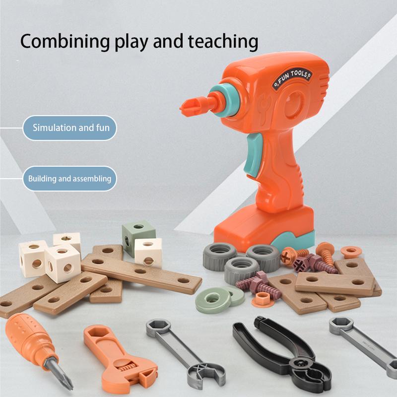 Kids Tool Set Real, Toddler Tools Box Set, Magic Montessori Play Toolbox with Electric Drill & Screwdriver, Building Kit Toy, Pretend Play Set