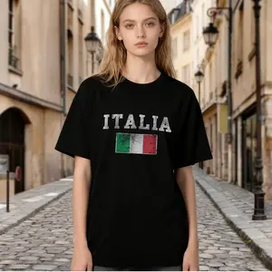 Premium model-Unisex-100% cotton-Transfer-DIY-Vintage Italia Italian Flag Italy Men Women Kids Youth T-Shirt Casual Fabric