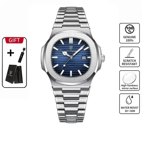 Men's Business Round Dial Analog Quartz Watch, Analog Wristwatches, Stainless Steel Casual Wristwatch, Luminous Waterproof Watch for Party, Everyday Accessories, Birthday Gift with Box #GLOBAL PICKS