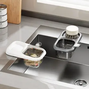 2026 upgraded version Sink Basket , Pack of 2 Kitchen Sink Organizer Drain Basket 2026 – Summer Kitchen Gift for Mom, Kitchen sink strainer, Reusable Food Strainer, Anti-Clog Scrap Catcher with Stand, White & Grey , Christmas gift