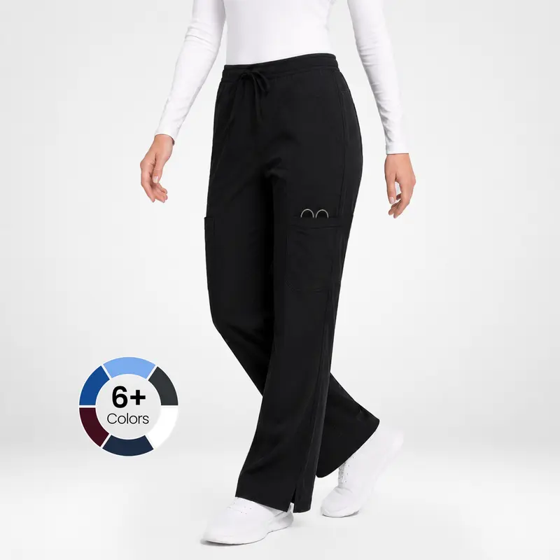 NY Threads Scrub Women Bottom - Mid-Rise Relaxed Fit Stretch Cargo Scrub Pants for Nurses and Healthcare Workers, 5 Pocket Utility Nursing Pants with Adjustable Drawstring, Breathable