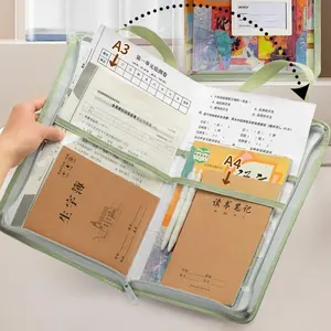A3/A4 Zipper Bag Subject Classification Bag Document Bag Large Opening Transparent Book Storage Bag
