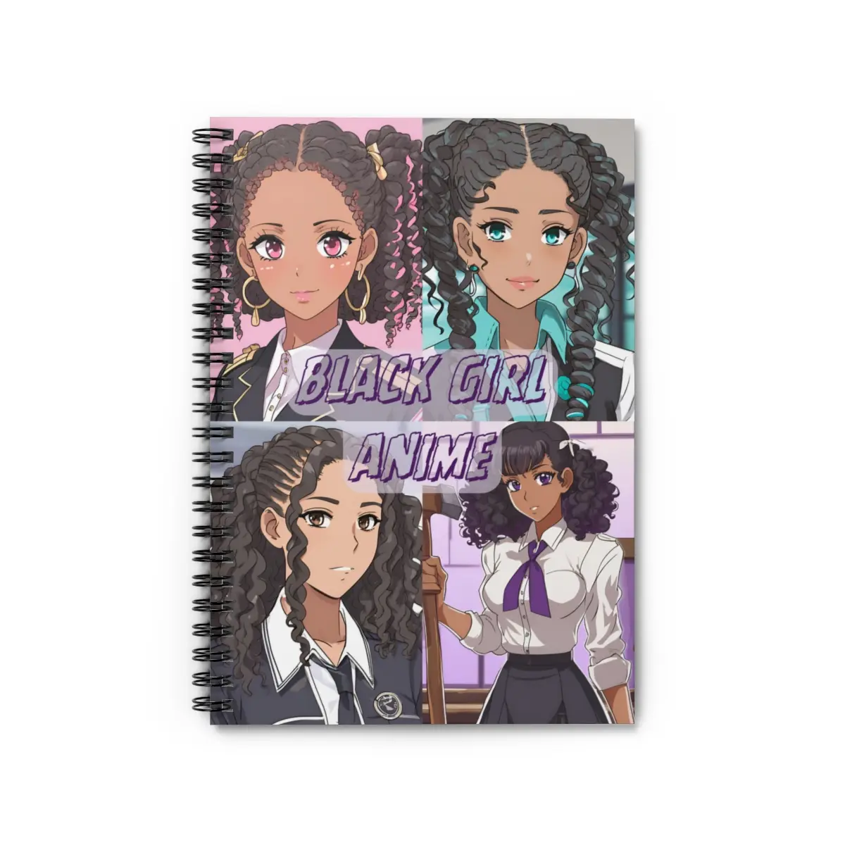 Black Girl Anime Spiral Notebook