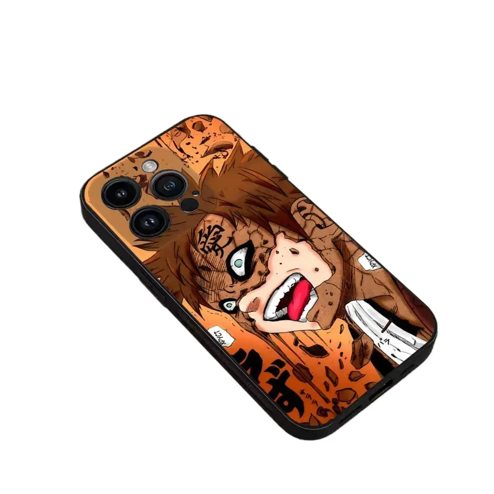 Naruto anime-themed G-Gaara eye pattern phone case, compatible with iPhone 17, 16, 15, 14, 13, and 12, made of black soft silicone.