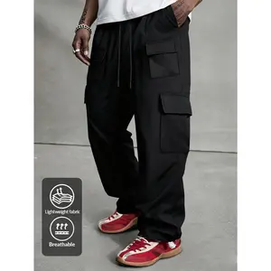Men'S New Casual Multi-Pocket Cargo Pants, Lightweight And Breathable, with a Drawstring Waist, Suitable for Everyday Outdoor Leisure