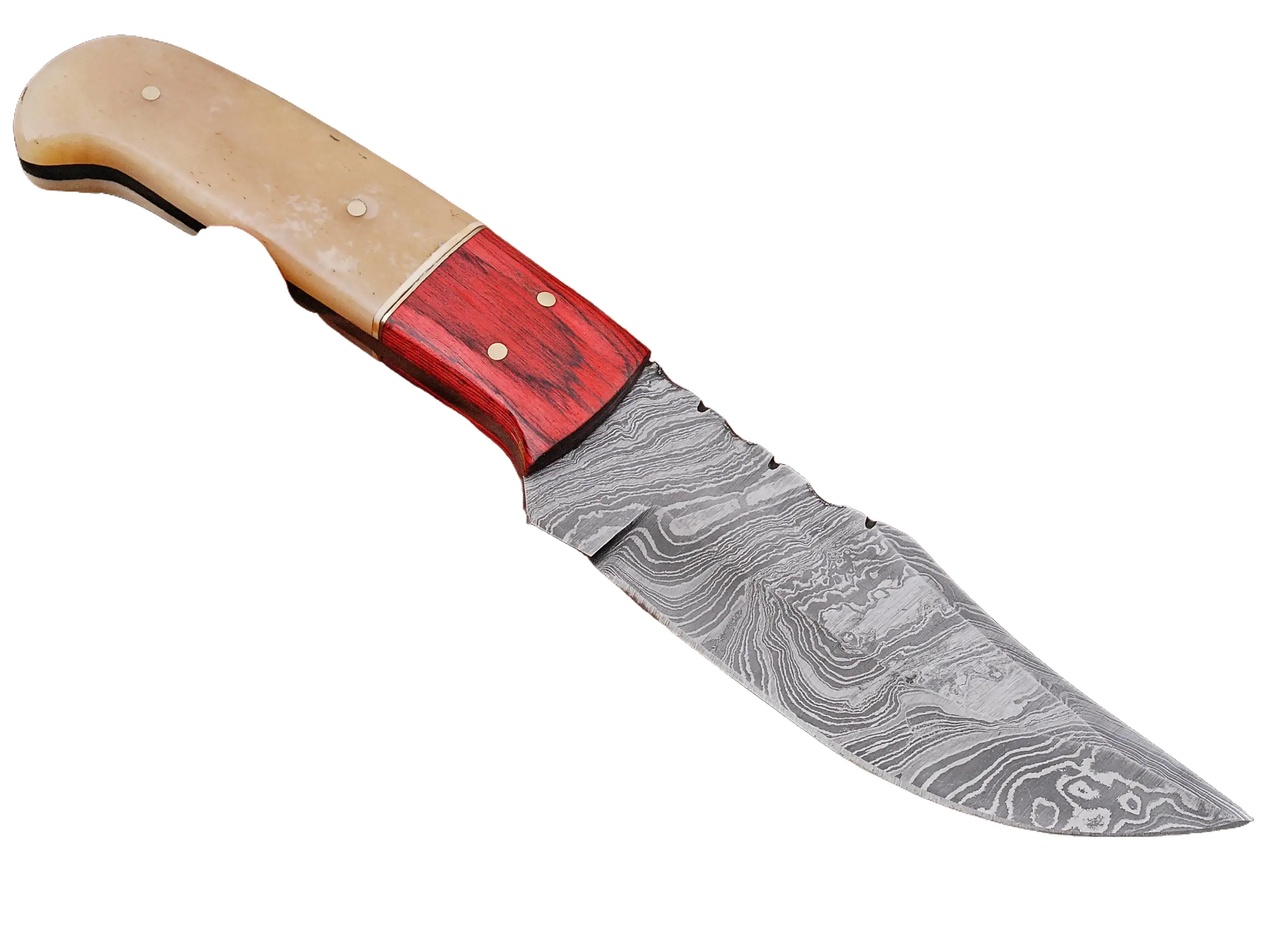 Custom Handcrafted Damascus Steel Fixed Blade Skinner Knife Outdoor Knife With Sheath