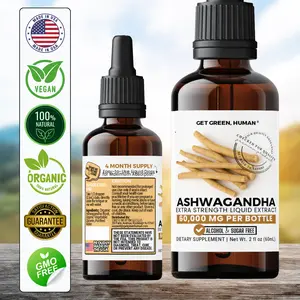 Organic Ashwagandha Tincture Get Green Human Herbal Liquid Supplement 60000mg for Stress Relief and Mood Support with Ashwagandha Extract