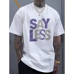 Unisex Minimalist Letter Graphic T-Shirt with “Say Less” Print, Casual Short Sleeve Crew Neck Tee, Soft Breathable Fabric, Simple Street Style Top for Daily Wear, Versatile Fashion Piece for Men and Women