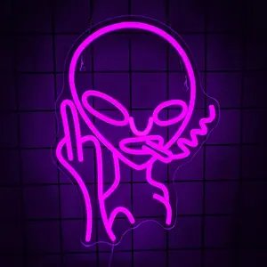 Purple Alien Neon Light, LED Neon Wall Decor, Home Decor Lighting, Bedroom/Man Cave/Game Room/Home Bar Party Decor, Kids Birthday Gift LED Alien Neon Light (Purple Alien Edition)