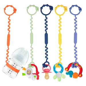 X-SRT28 Toy Straps for Baby, Silicone Toy Straps for Stroller, Toy Safety Straps for Teether Toy, Pacifier, Sippy Cup Straps, Adjustable Toy Holder for Stroller, High Chair - BPA Free (A-multi-5pk)