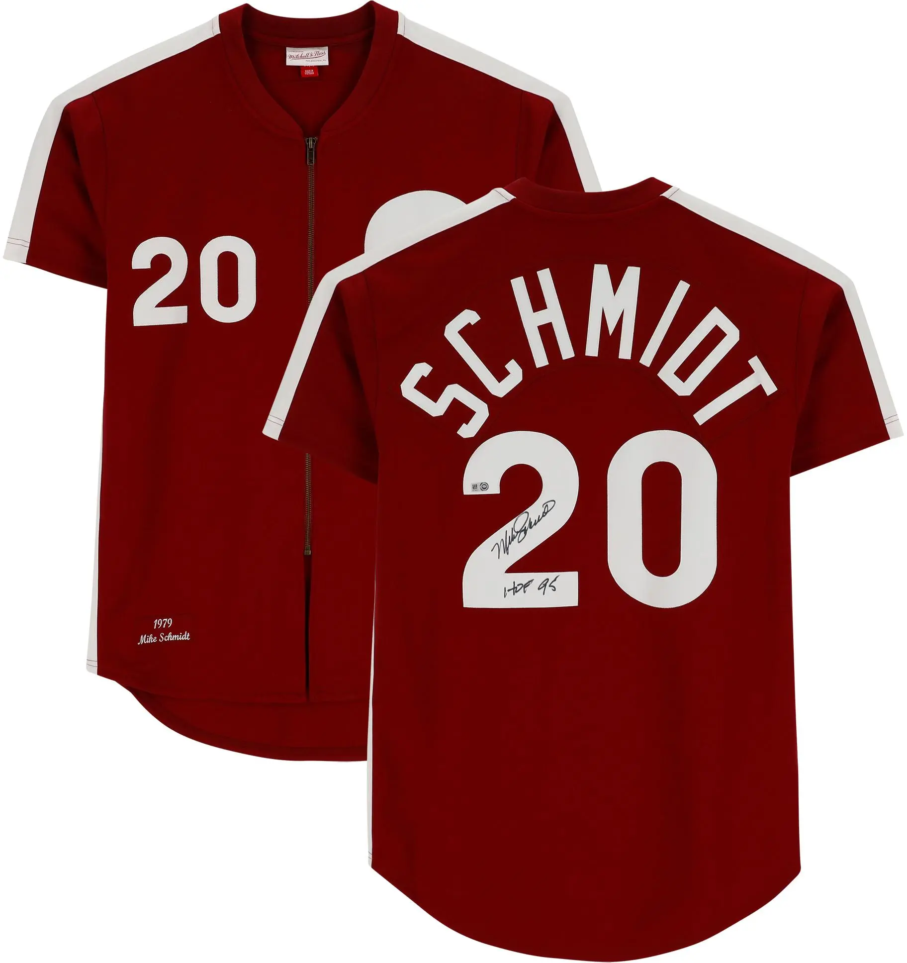 Mike Schmidt Philadelphia Phillies Autographed Mitchell & Ness Authentic Maroon 1979 Jersey with "HOF 95" Inscription - Fanatics Authentic Certified