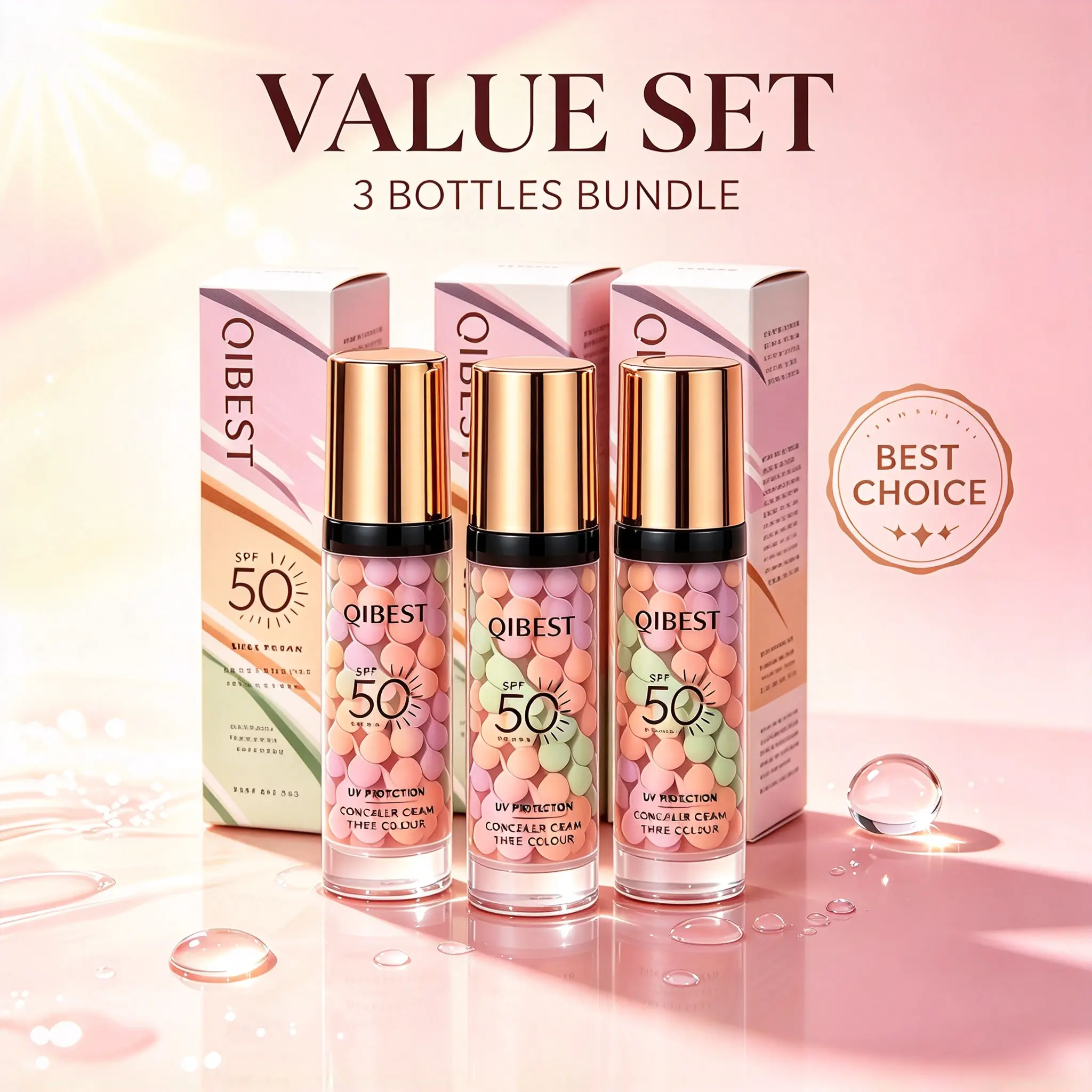 1pc Alcohol-Free 3-Color Concealer Cream - SPF50 PA+++ UV Protection, 3-in-1 Makeup Primer, Tone-Correcting, Hydrating, Oil-Control Isolation Cream, Blend Colors, Lightweight, Regular Ed
