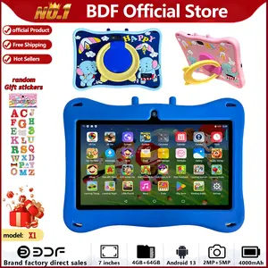 7-Inch Android 13 Kids Tablet, 4GB+64GB Storage, Parental Control, Web Browsing, Learning Games, Drawing Tool, Music Player, E-Book Reader, Shockproof Case, Dual Cameras