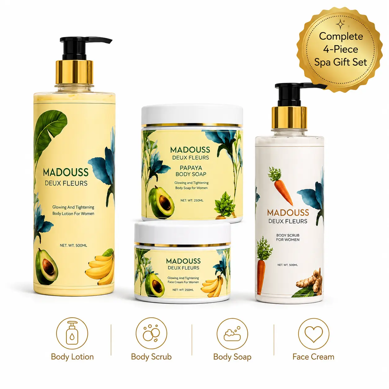 Avocado Spa Gift Set for Women | Body Scrub & Body Lotion Self Care Gift Box | Moisturizing Body Care Set