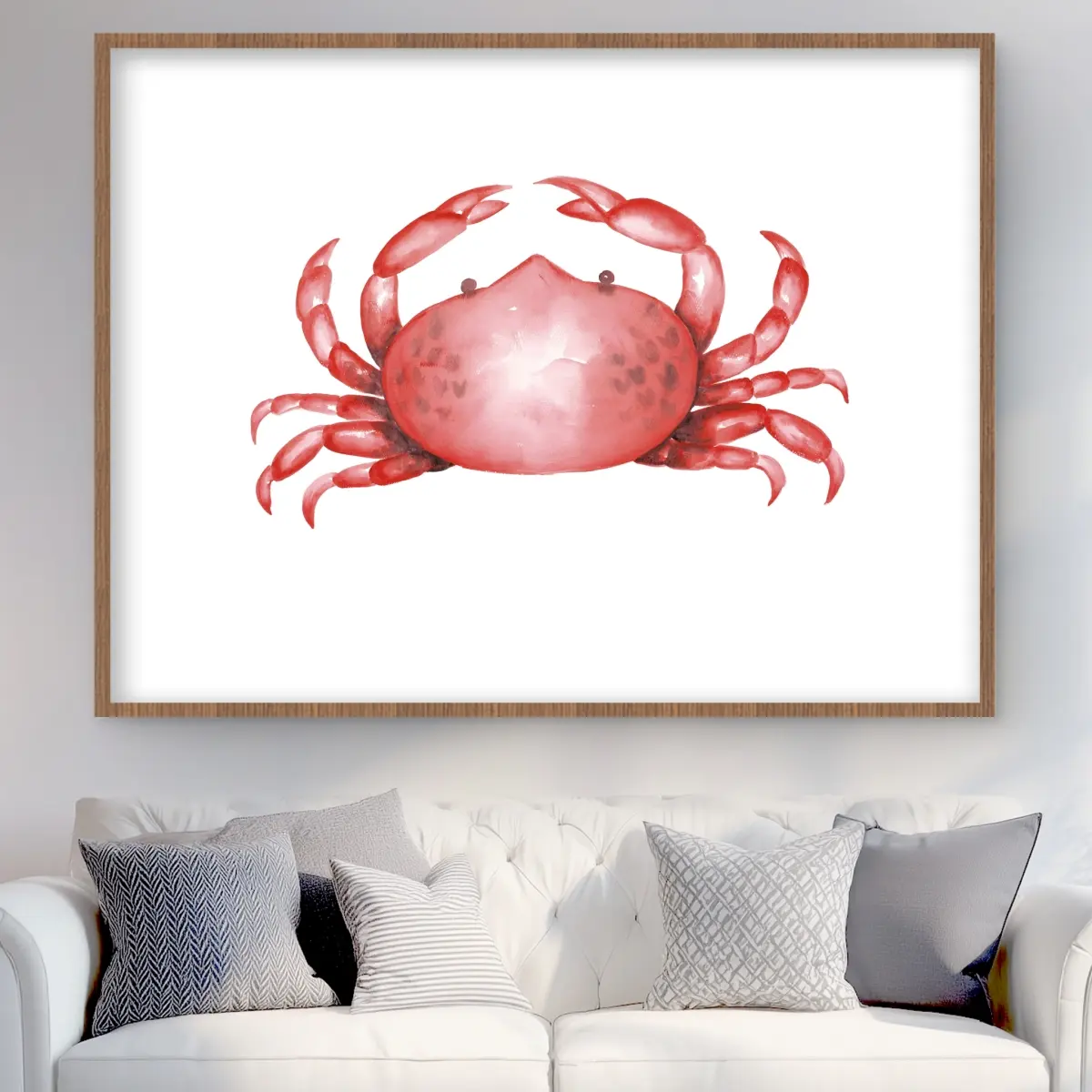 Begin Home Decor C1FM3648Y0PHW8 36 x 48 in. Crab - Red Framed Matted Print Wall Art - Aquatic Animals Home Decor