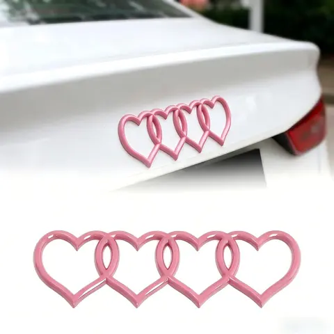 Heart Shape Unisex ABS Plastic Cool 3D Car Rear Trunk Emblem, Universal Replacement Badge Decal Sticker, Exterior Accessory Decoration for Most Vehicles Party Gift