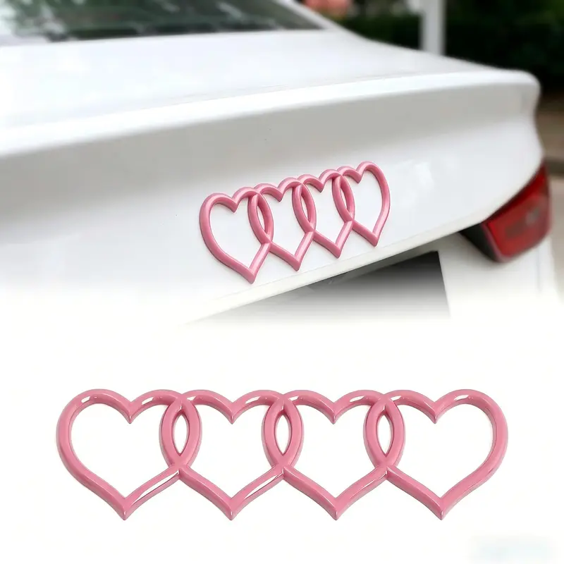 Heart Shape Unisex ABS Plastic Cool 3D Car Rear Trunk Emblem, Universal Replacement Badge Decal Sticker, Exterior Accessory Decoration for Most Vehicles Party Gift