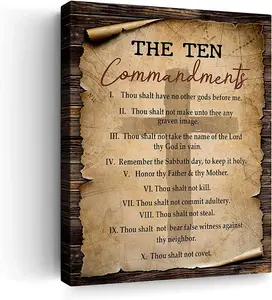 10 Commandments Wall Art Bible Verse Ten Commandments Canvas Pictures Wall Decor Christian Religious Inspirational Quotes Poster Framed Artwork Painting For Kids Bedroom Bathroom Church