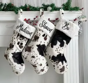 Custom Faux Cowhide Christmas Stocking Custom Faux Cowhide Christmas Stocking