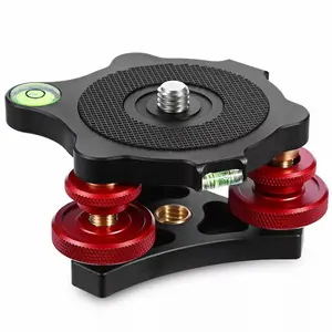 LP-64 Camera Tripod Head Leveling Base Adapter, Triple-wheel Precision Leveler, Monopod Ball Head Pan Adapter, With 3/8" Screw, Heavy Load