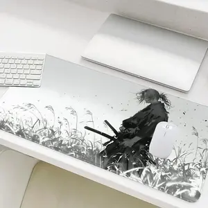 Anime Samurai Pattern Mouse Pad, Large Gaming Mouse Pad, Office Keyboard Pad, Non-slip Computer Mat, Gift for Teenager, Boyfriend, Girlfriend, Desk Gadgets, Gaming Desk Accessory