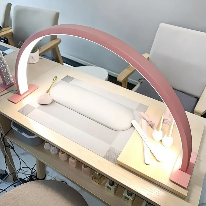 T6012-7-LED Table Lamp Light Fixture Half Moon Nail Light Adjustable Brightness & Color Temperature, Perfect for Manicure, Eyelash Extensions, Tattoo, Skincare, LED Desk Lamp, Desk Lighting