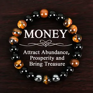 Natural Tiger Eye Stone Bracelet with Hematite & Obsidian Beads – Stylish Gemstone Jewelry for Wealth, Abundance, and Prosperity – Perfect Gift for Women, Moms, Friends, and Family