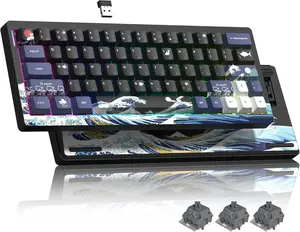 Womier Q61 65% Percent Wireless Gaming Keyboard with QMK/VIA,Creamy Mechanical Keyboard