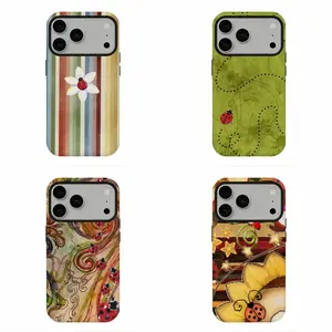 Cottagecore Ladybug Phone Case, Y2K Folk Art Vibe, Protective Hard Shell, Compatible for iPhone 17 16 15 14 13 12 11