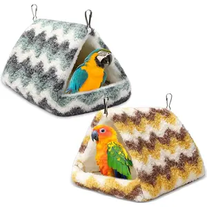 2 Pack Bird Nest House, Hanging Fluffy Hammock Bird Bed for Cage, Plush Nest for Parrot Macaw Budgies Eclectus Parakeet Cockatiels Cockatoo Lovebird