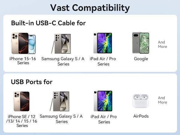 INIU PawGO 45W 10000mAh Power bank with Built-in USB C Cable, Slim PD Fast Charging Portable Charger Travel LED Display Light Battery Pack, External Phone Charge for iPhone 17 16 15 14 13 12 11 Series Samsung iPad Aipods Google Pixel Switch Perfect Gift